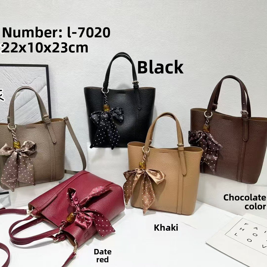 Versatile soft leather bucket bag