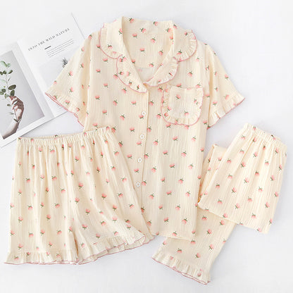 Cotton Three-Piece Pajama Set