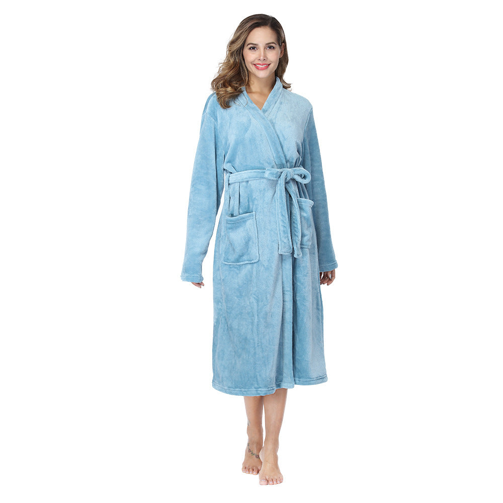 Hooded Flannel Bathrobe for Women