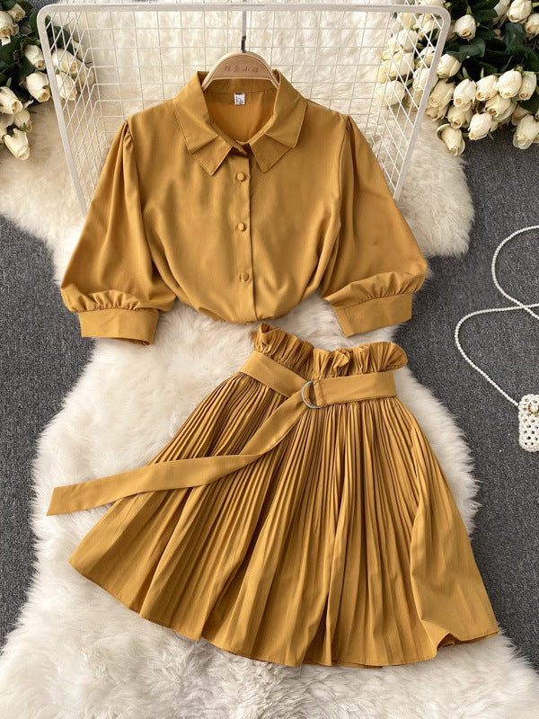 Spicy Girl Sexy Short-Sleeve Shirt and Skirt