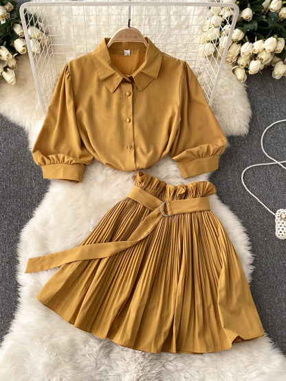 Spicy Girl Sexy Short-Sleeve Shirt and Skirt