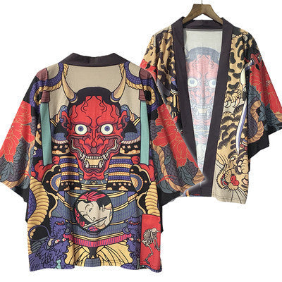 Ethnic Print Kimono Cloak Cardigan