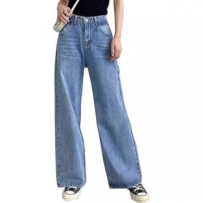 Slim High-Waisted Non-Stretch Denim Pants for Women