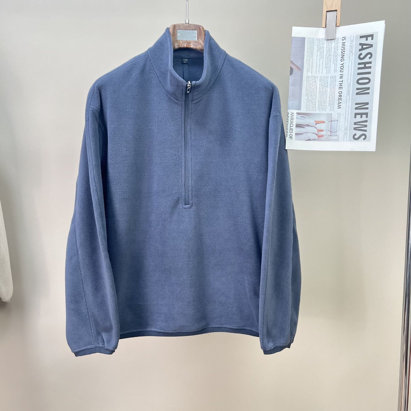 Men's Fleece Half-Zip Stand-Up Collar Hoodie