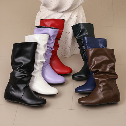 High-top round-toed retro ankle boots