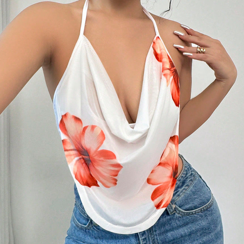 Vacation style spicy girl camisole halter top neck hanging women's clothing