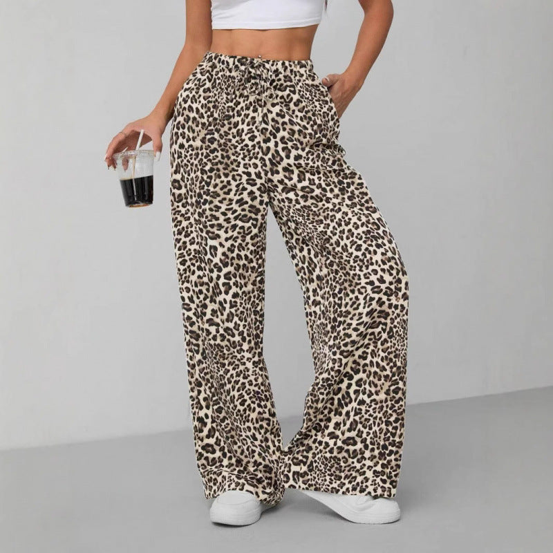 Leopard Print High Waist Wide Leg Pants