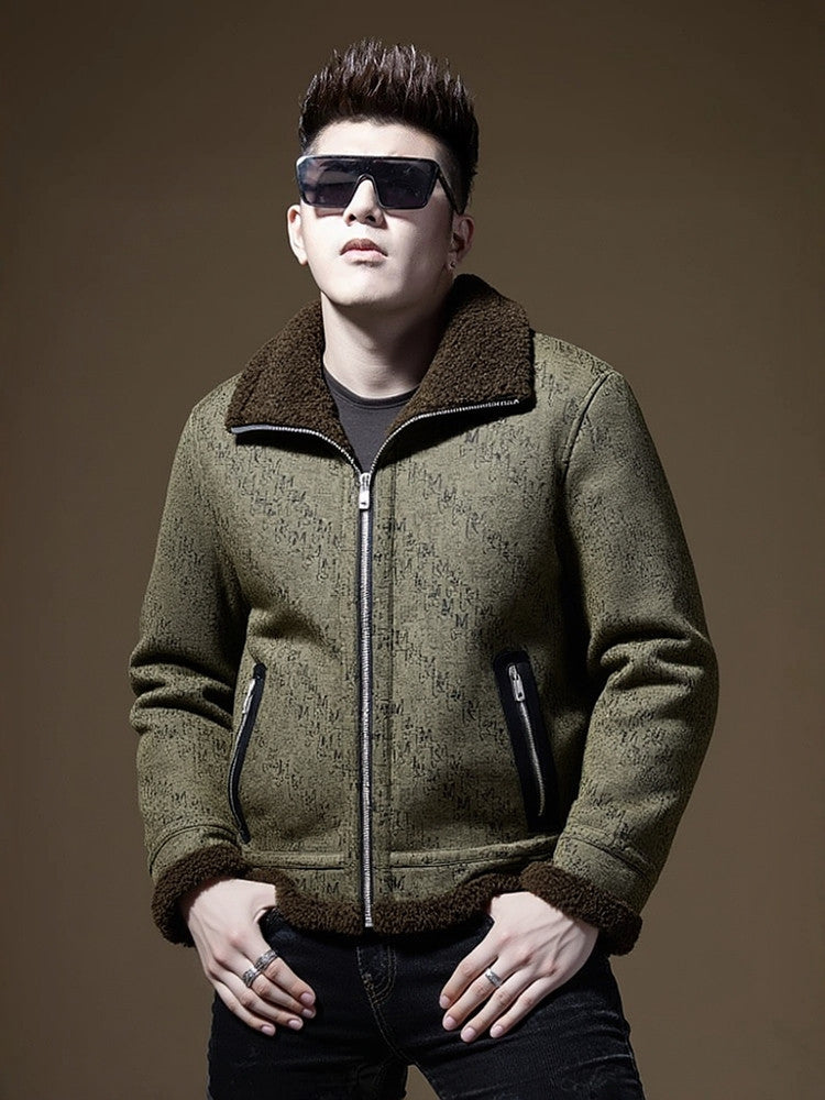 Men's Faux Fur Collar Leather Jacket