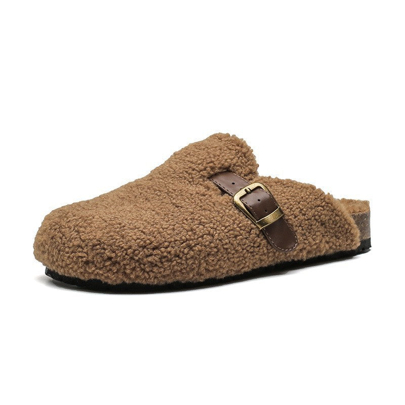 Wool Lined Genuine Leather Mule Slippers