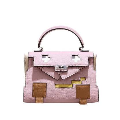 Elegant Mosaic Doll Leather Handbag