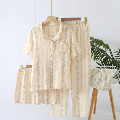 Cotton Three-Piece Pajama Set
