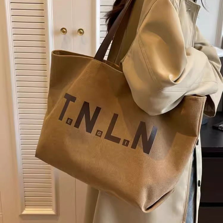 Shoulder Bag women's large capacity canvas handbag student fashion all-match commuter make-up bag