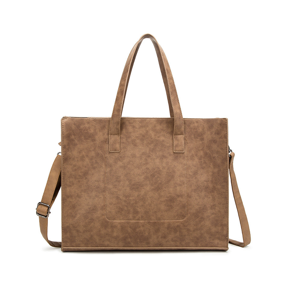 Horizontal pu belt zipper tote bag
