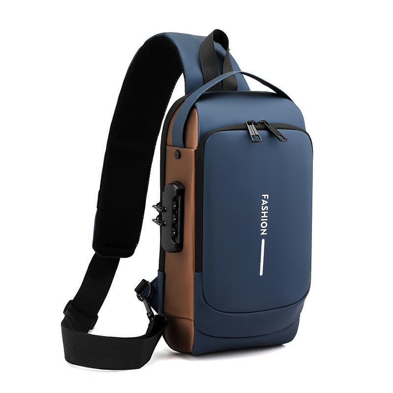 Motorcycle bag password anti-theft chest bag men's shoulder bag large capacity casual men's bag multifunctional crossbody bag