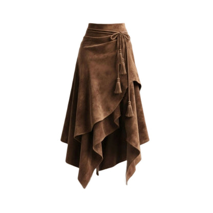 Retro Suede Flared Skirt for Women