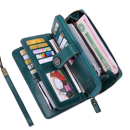Long-style zipper anti-magnetic wallet
