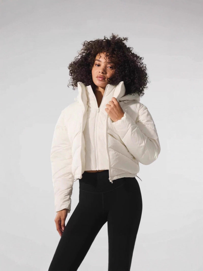 Standing collar warm faux two-piece coat