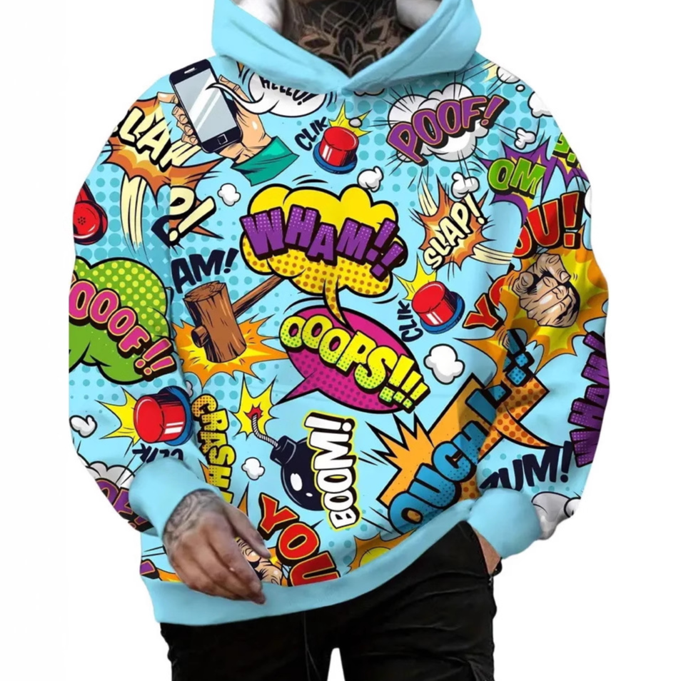 Mens 3D Digital Print Hooded Sweatshirt
