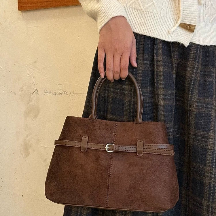 Womens Suede Crossbody Bag Vintage Style