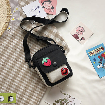 Cute Small Bag New Trendy Japanese Literary Girl Mobile Phone Bag Sweet Student Canvas Messenger Bag