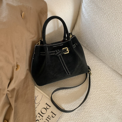 High-end suede bucket bag