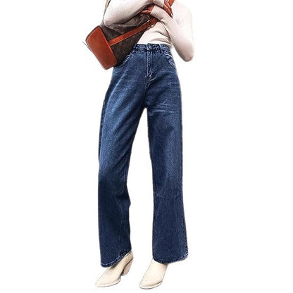 Slim High-Waisted Non-Stretch Denim Pants for Women