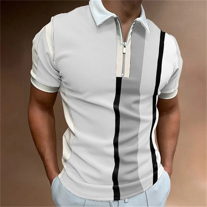 Summer short sleeved T-shirt casual business button top T-shirt fashionable men's clothing