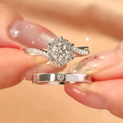Six-prong imitation diamond ring