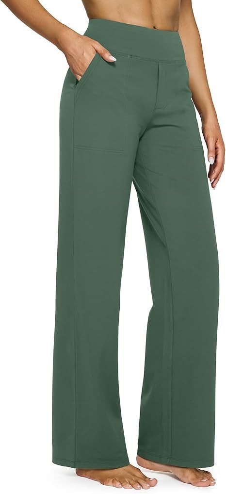 Casual high-waisted straight leg pants