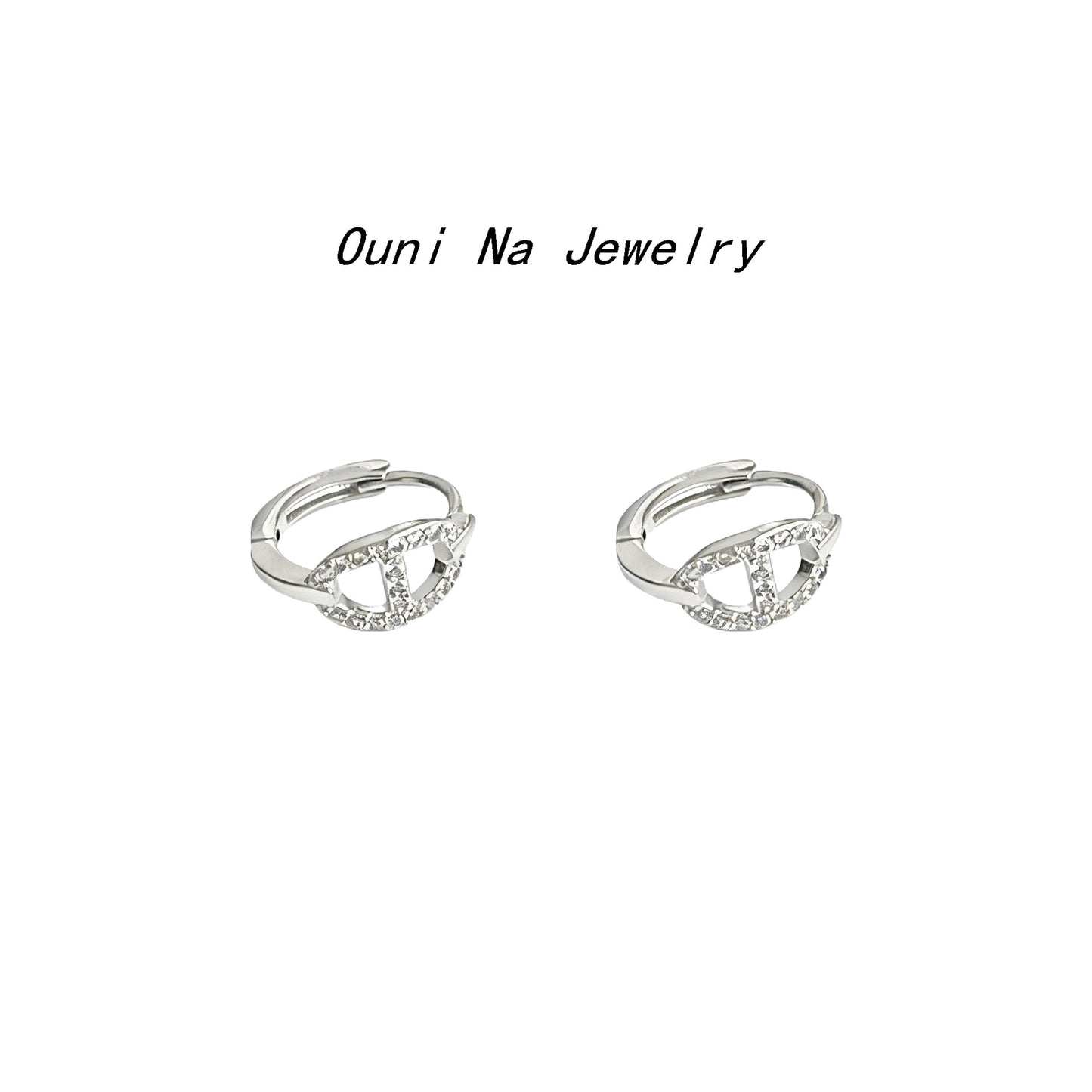 Sterling Silver Plated Gold Pig Nose Diamond Earrings