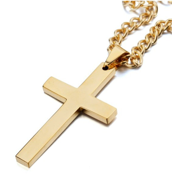Simple Single Cross Necklace Pendant Jewelry Christian with Chain