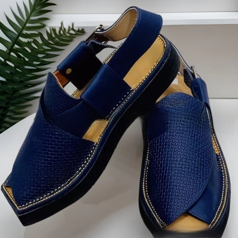 Woven Leather Flat Sandals