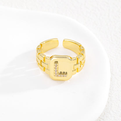European and American ring letter series jewelry strap design letter opening ring