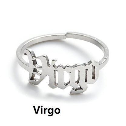 New Stainless Steel Ring Women's ins Colorless European and American Opening Retro Simple English Letter Ring Men