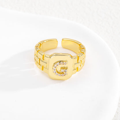 European and American ring letter series jewelry strap design letter opening ring