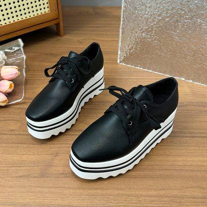 Striped loafers with lace-up straps