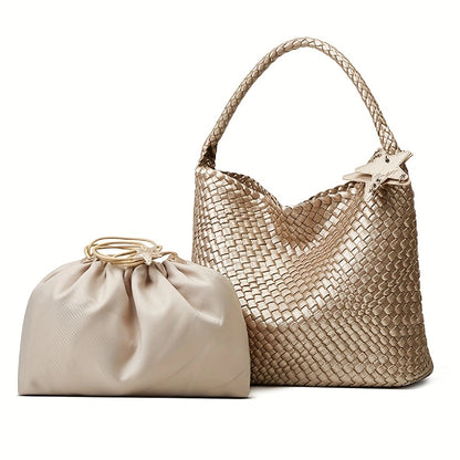 Woven PU Tote Bag with Magnetic Closure