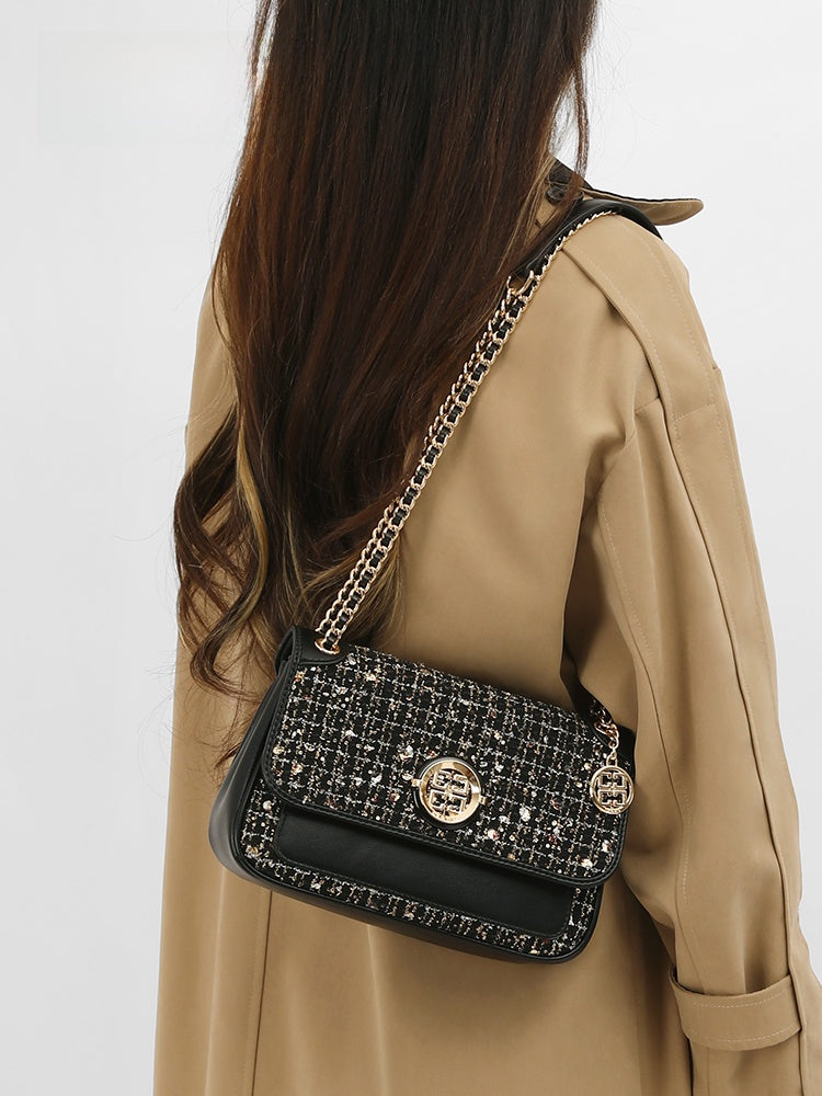 Women's Small Square Shoulder Bag with Chain Handle