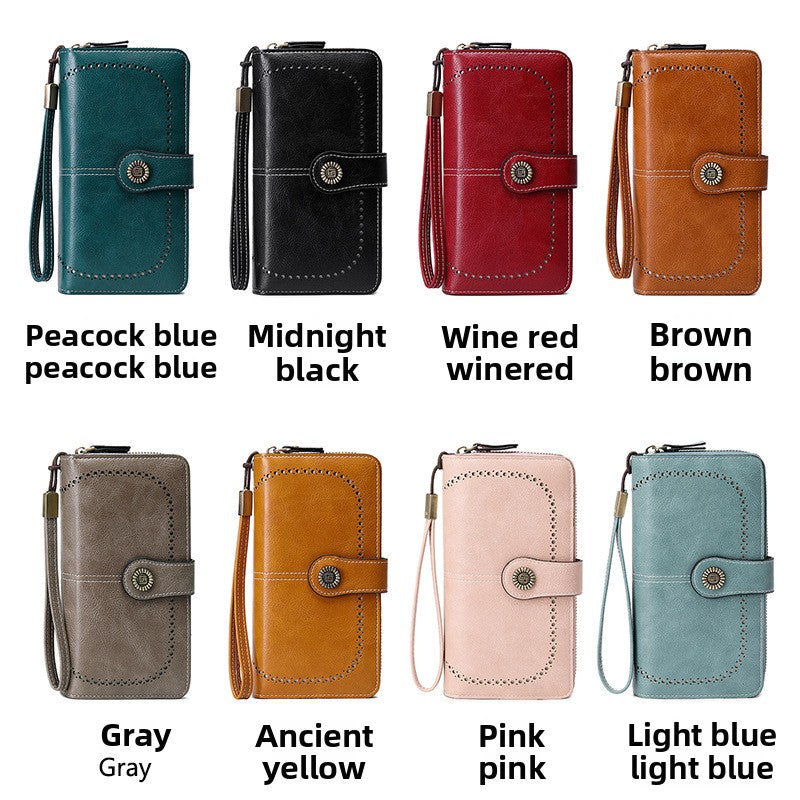 Long-style zipper anti-magnetic wallet
