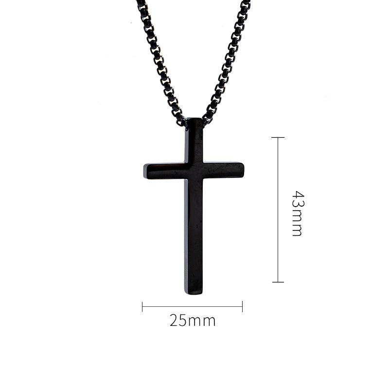 Adjustable Stainless Steel Cross Pendant Necklace