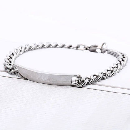 Custom Engraved Stainless Steel Bracelet with CZ Pendant