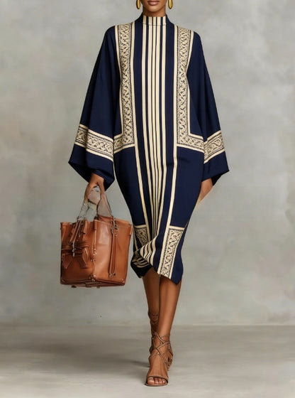 Flowy Bell Sleeve Digital Print Dress