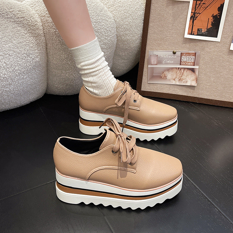 Striped loafers with lace-up straps