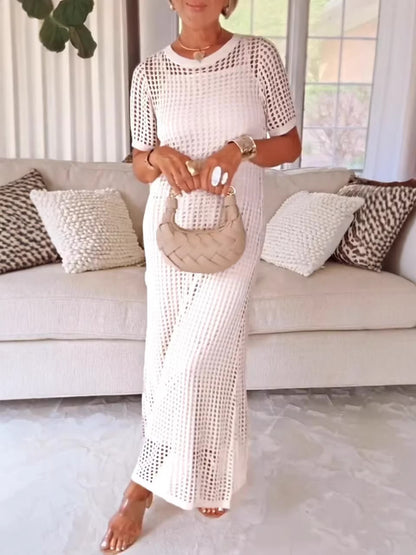 Women's Plaid Hollow-out Dress Set