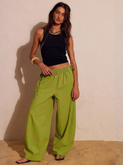 Elastic Waist Wide Leg Casual Pants