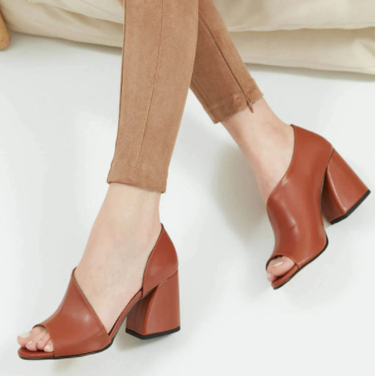 High Heeled Side Empty Sandals