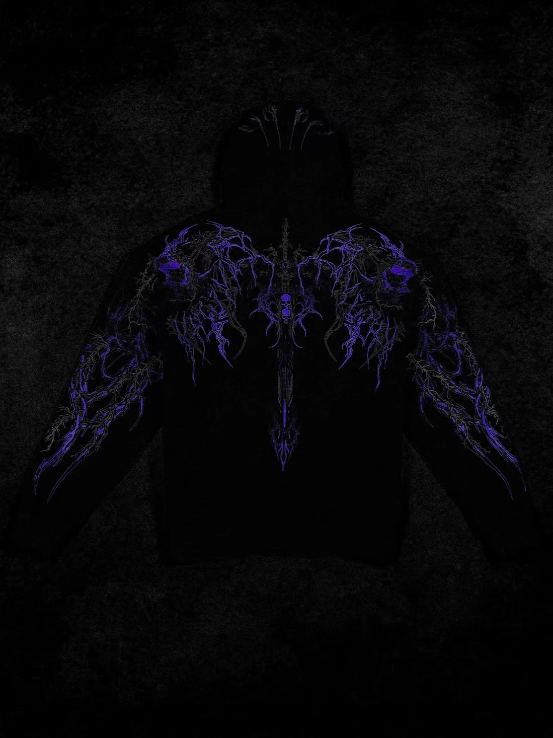Men's Gothic Print Hooded Sweatshirt Fleece Lined
