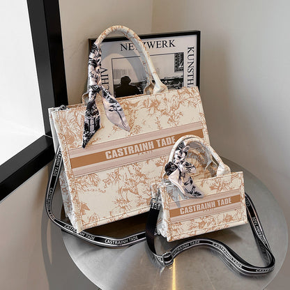 Letter Print PU Tote Bag