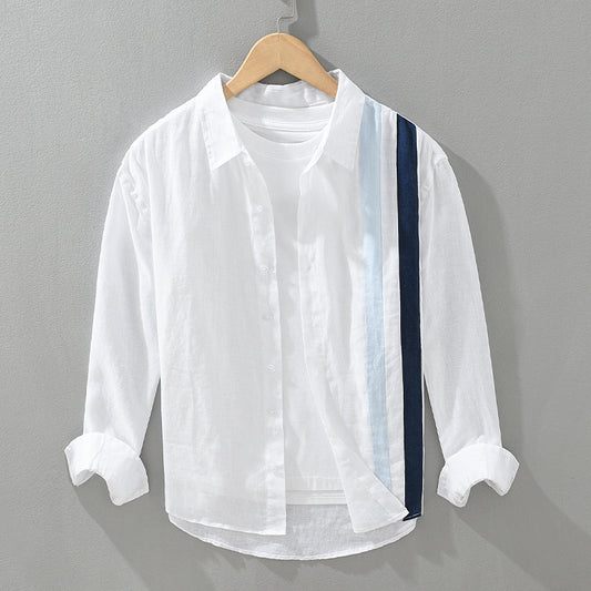 Striped Patchwork Long-Sleeve Shirt