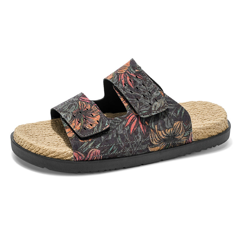 Soft-soled anti-slip leather slippers